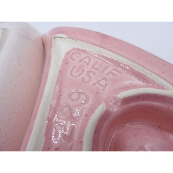 Vintage Rooster Divided Serving Platter Set - Pink & White Ceramic - 4 Sections - Picture 12 of 13
